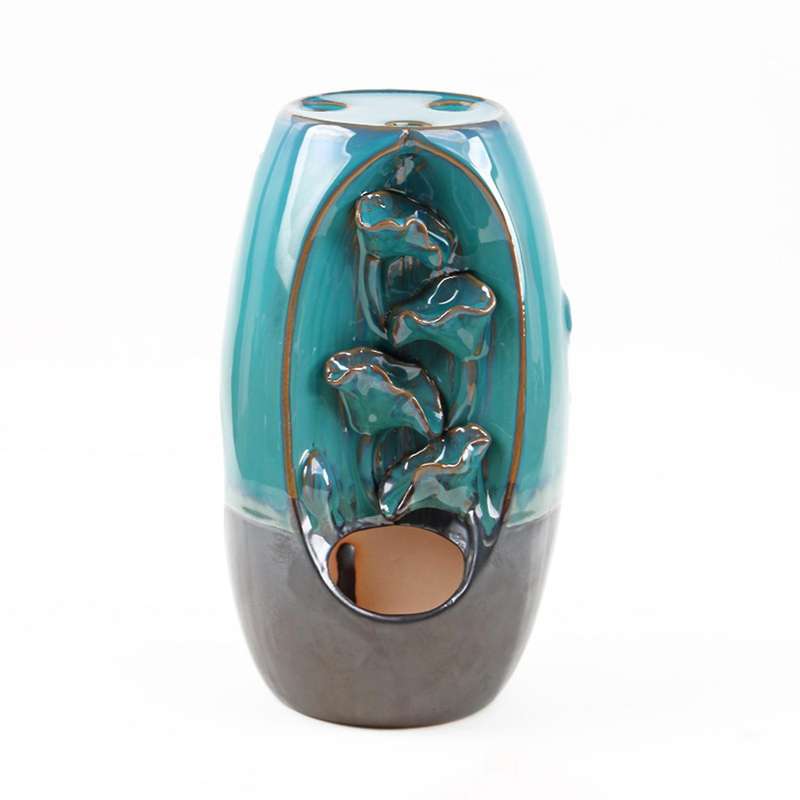 Three Sides Backflow Incense Burner Ceramic Censer Holder for Home