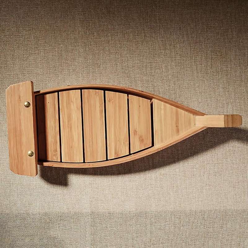 1pcs Practical Bamboo Sushi Plate Boat Shaped Dish 33x15x7cm