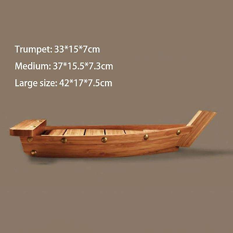 1pcs Practical Bamboo Sushi Plate Boat Shaped Dish 33x15x7cm
