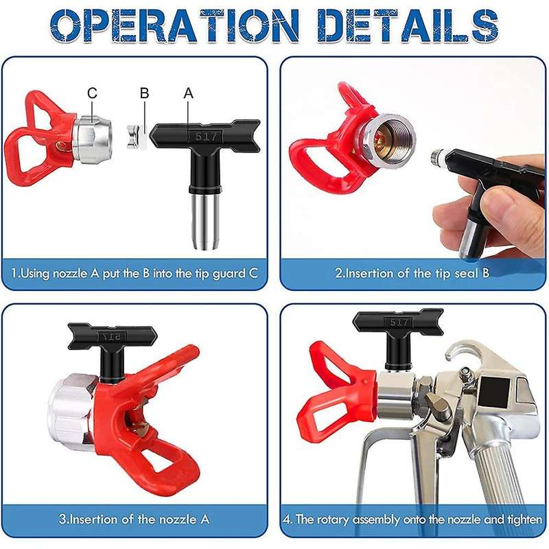5pcs Reversible Airless Paint Sprayer Nozzle, 211, 313, 415, 517, 619