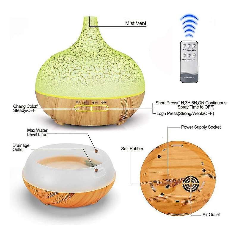 400ml Wood Grain Aroma Diffuser with Timer for Bedroom with Us Plug