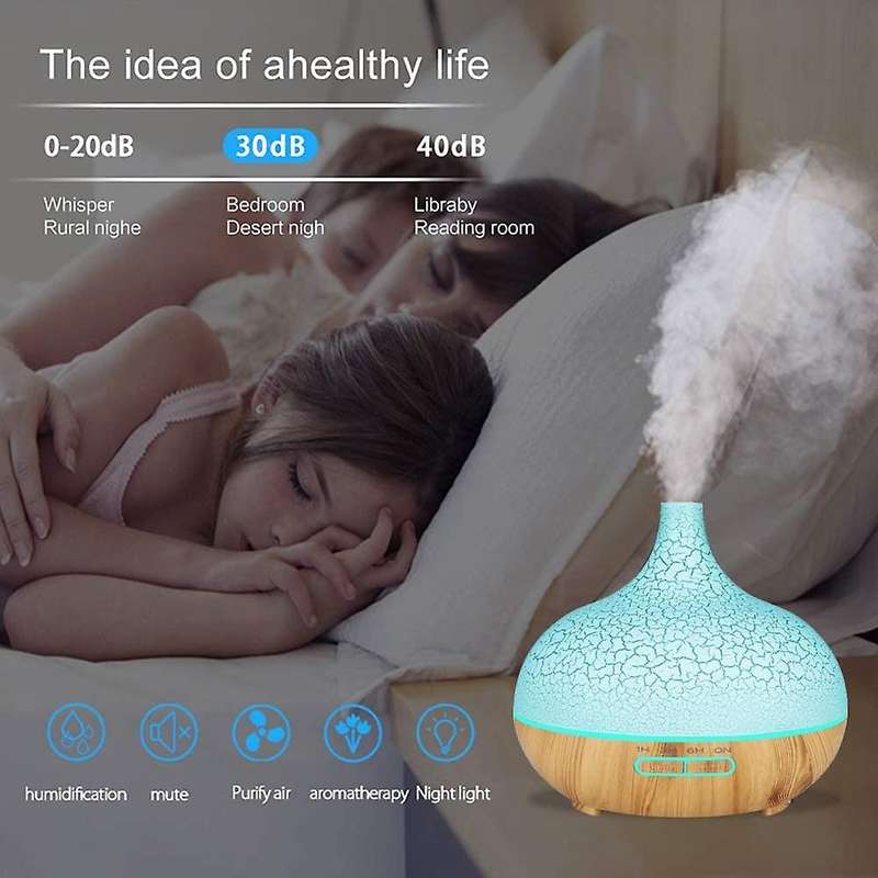400ml Wood Grain Aroma Diffuser with Timer for Bedroom with Us Plug