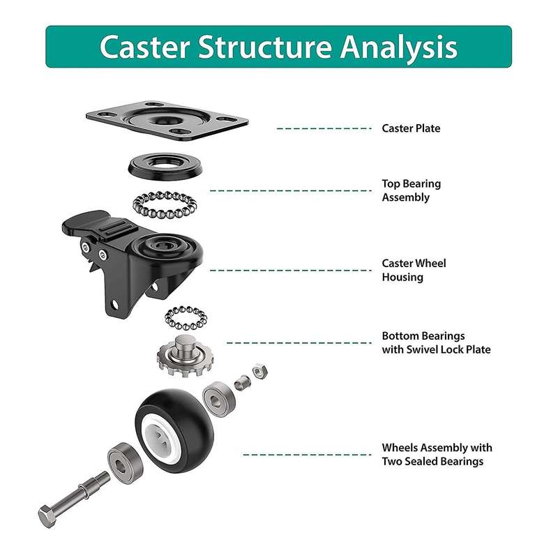 2 Inch Swivel Caster Wheels,heavy Duty Plate Casters (pack Of 4)