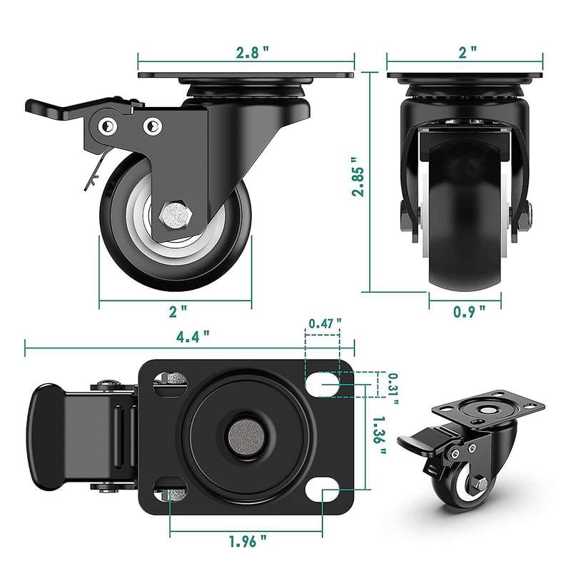 2 Inch Swivel Caster Wheels,heavy Duty Plate Casters (pack Of 4)