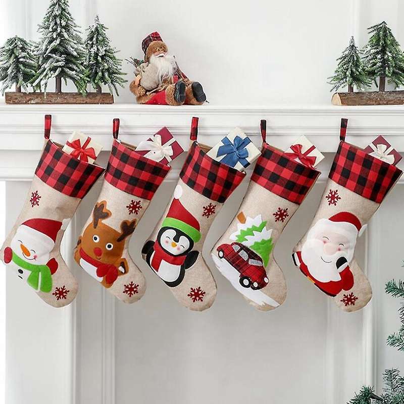 5pcs 3d Christmas Socks Gift Bag Children's Candy Christmas Socks