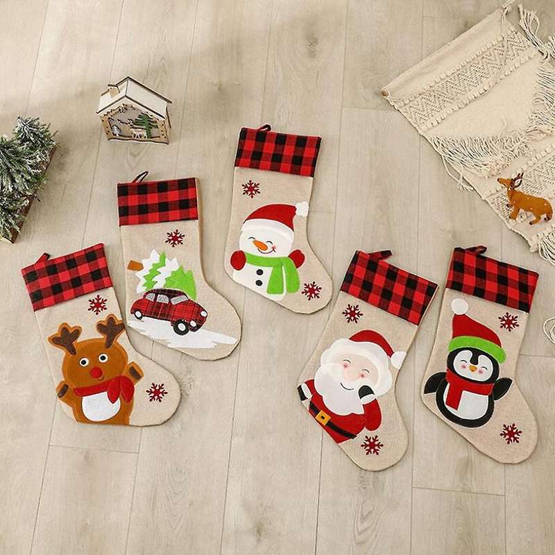 5pcs 3d Christmas Socks Gift Bag Children's Candy Christmas Socks