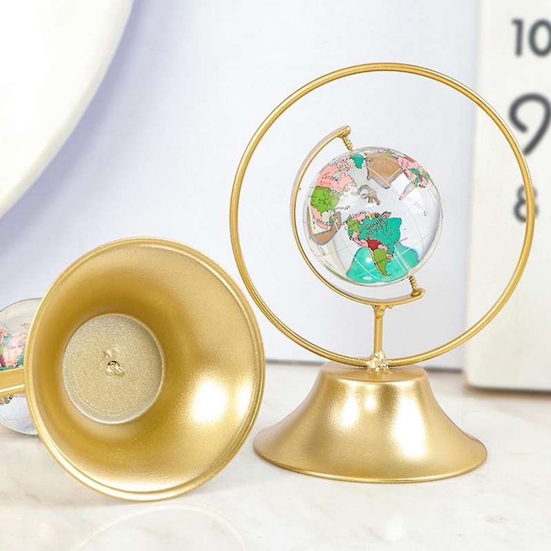 Light Luxury Crystal Globe Decoration Metal Craft Decoration, L