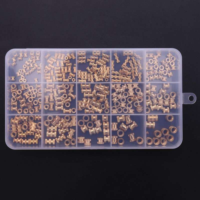 330pcs Female Thread Knurled Nuts M2 M3 M4 M5 Brass Assortment Kit