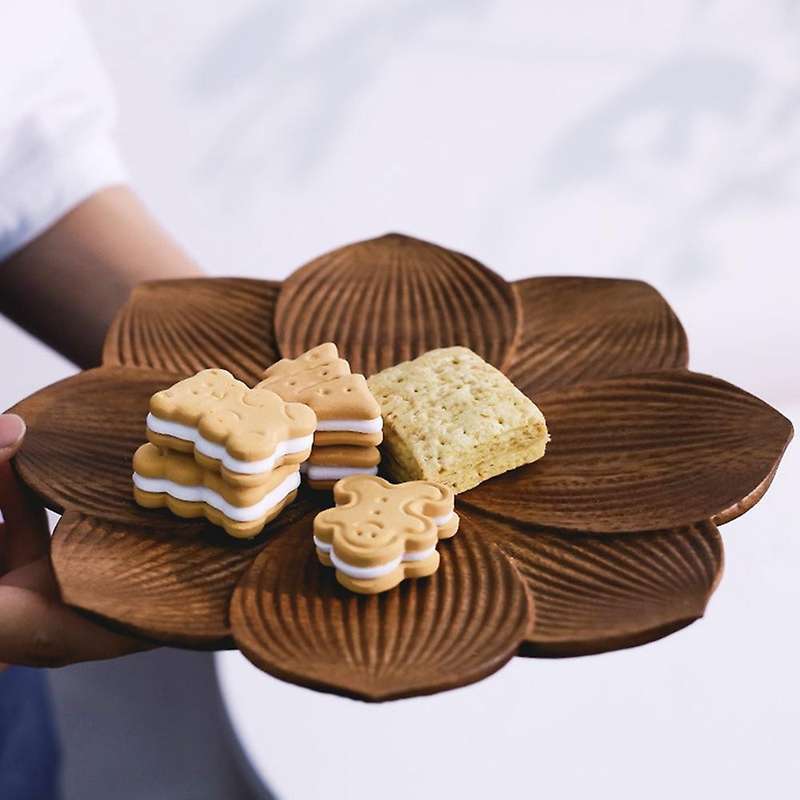 Wooden Tea Tray Creative Lotus-shaped Nut Candy Walnut Wooden Bowls
