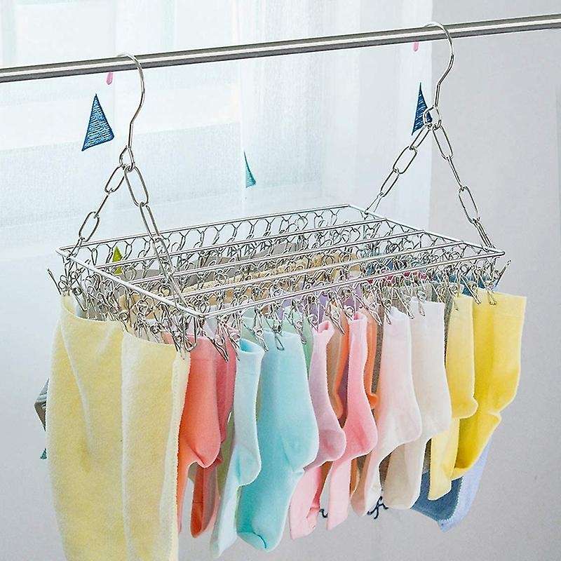 Multifunctional Clothes Drying Rack, 100 Clips Stainless Steel