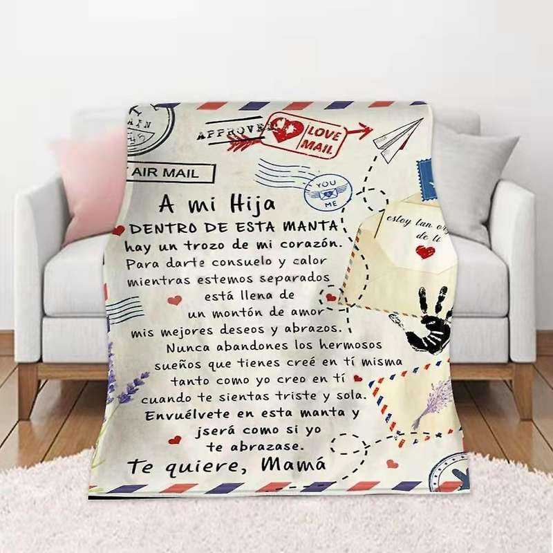 Blanket to Daughter Letter Printed Quilts Blanket for Daughter 2 150x200cm