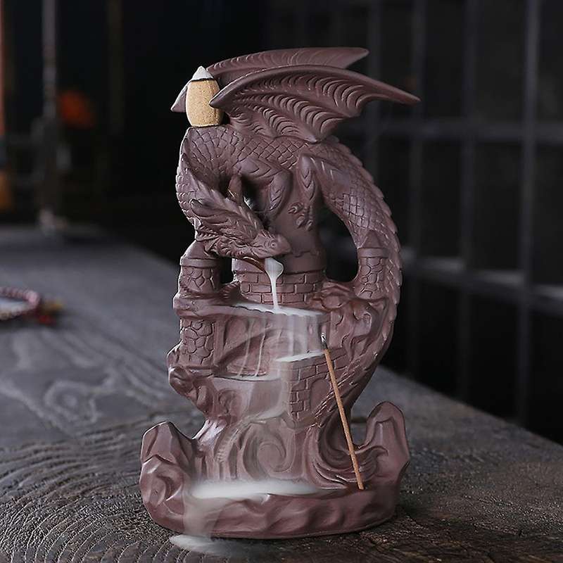 Purple Clay Dragon Backflow Incense Burner Waterfall Incense Holder