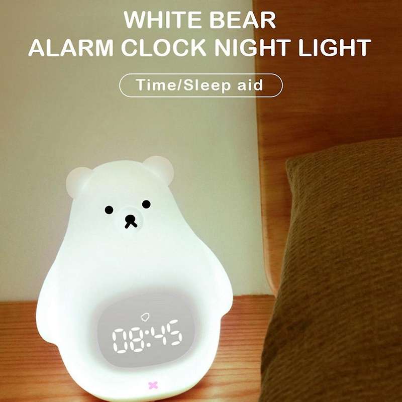 Cute Child Alarm Clock Silicone Bear Led Night Light Digital Clock