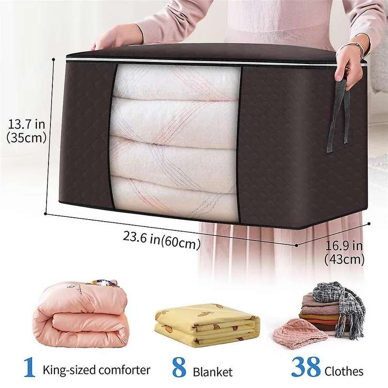 4pcs/set Clothes Quilt Storage Bag Blanket Closet Sweater-black