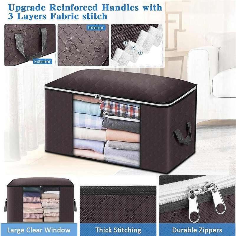 4pcs/set Clothes Quilt Storage Bag Blanket Closet Sweater-black