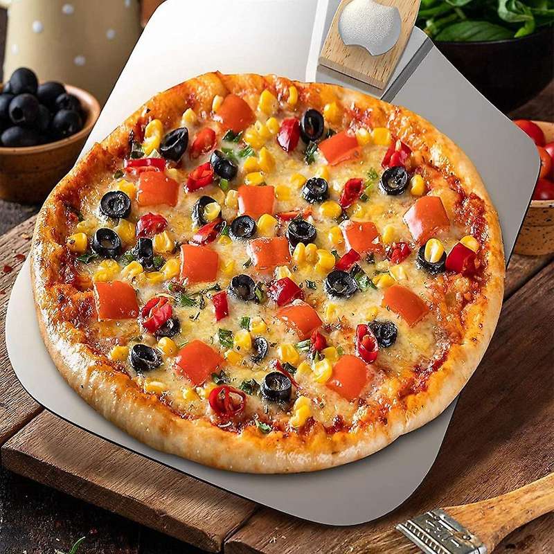 Metal Pizza Shovel with Foldable Handle for Oven Removable Pizza
