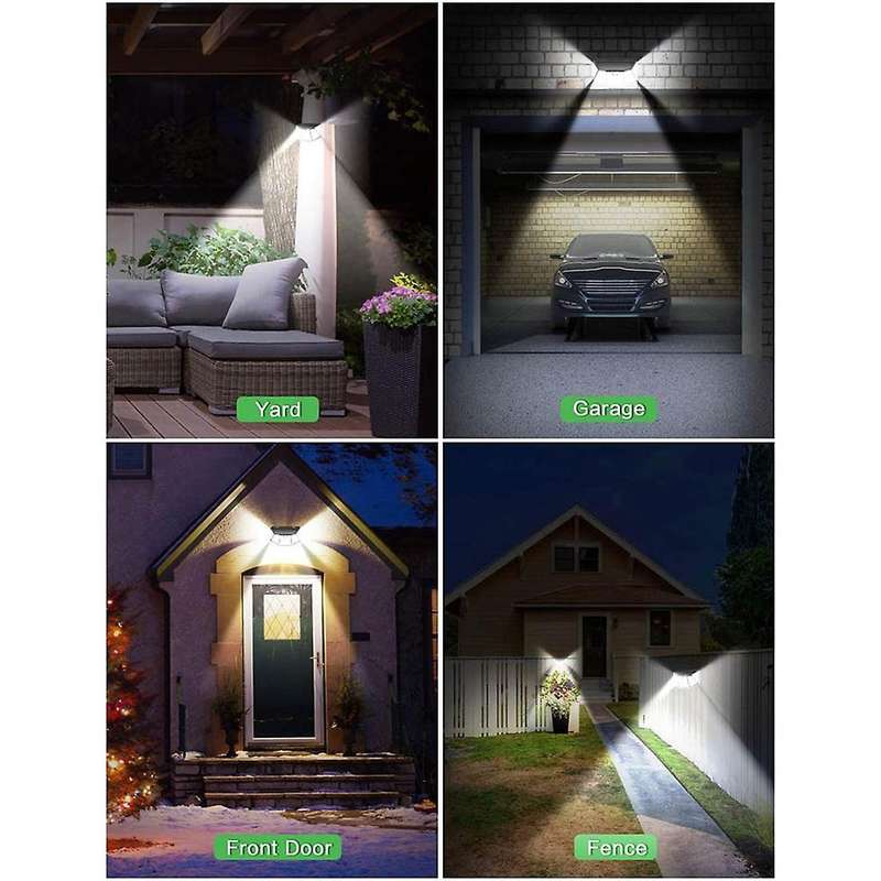 310 Led Solar Lights Outdoor 2 Packs, Solar Wall Light 270wide Angle