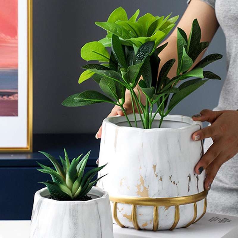 Marbling Appearance Ceramic Flower Pot Succulent Planter B