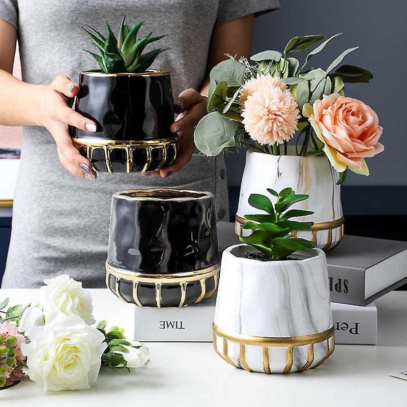 Marbling Appearance Ceramic Flower Pot Succulent Planter B