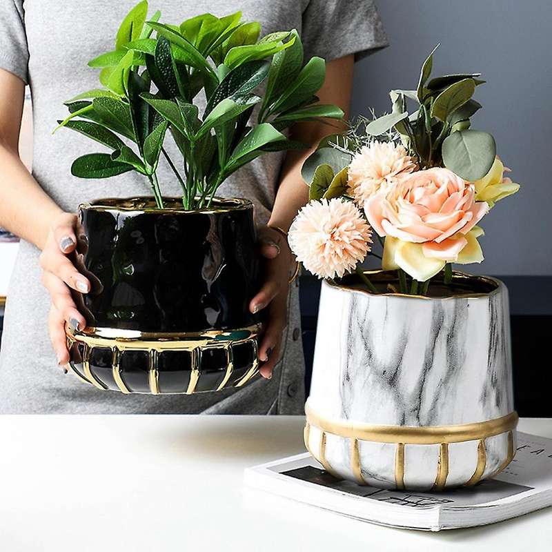 Marbling Appearance Ceramic Flower Pot Succulent Planter B