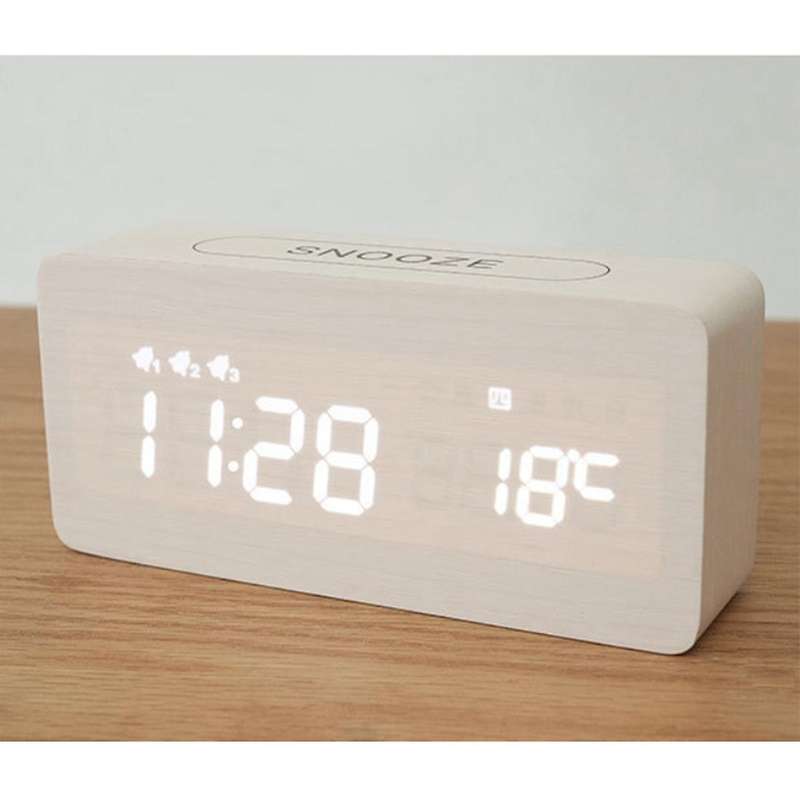 Temperature Humidity Voice Control Snooze Electronic Desk Clock 3