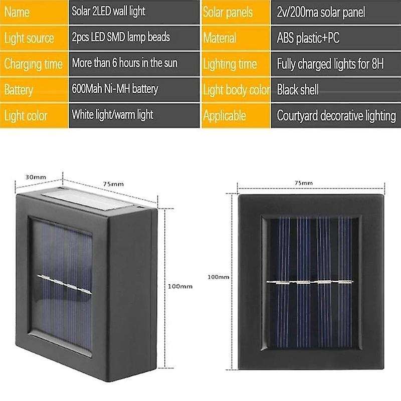5pcs Solar Led Lamp Outdoor Waterproof Wall Lights,warm Light