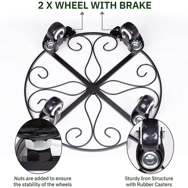 12inch Plant Stand with Wheels for Large Pots Flower Pot, Pack Of 1