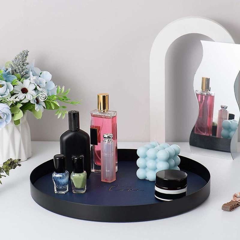 Metal Decorative Round Tray,perfume Holder Cosmetics Jewelry Dish