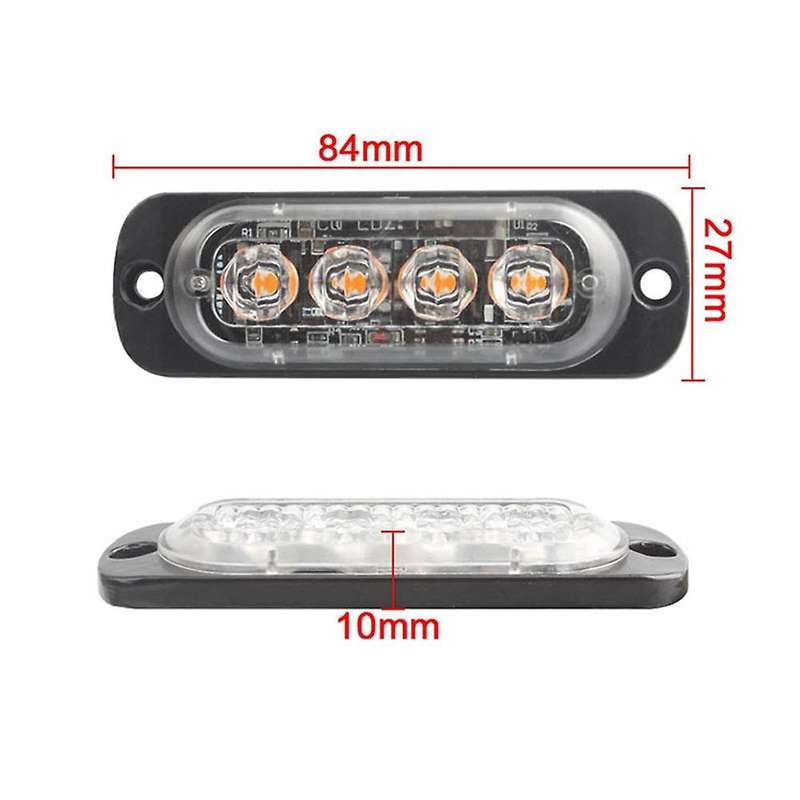 4pcs 4led Stroboscopes 12v Strobe Light (red-blue Light)