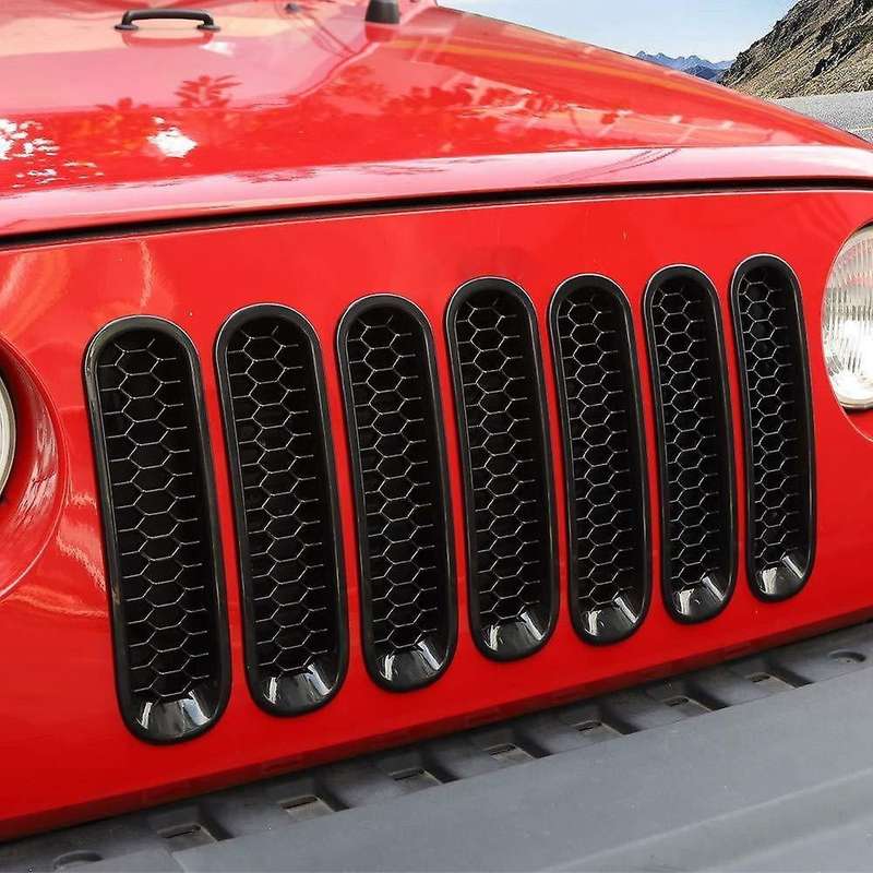 Front Grill Mesh Inserts Kit,for Jeep Wrangler Jk 2007-2017 Clip-in