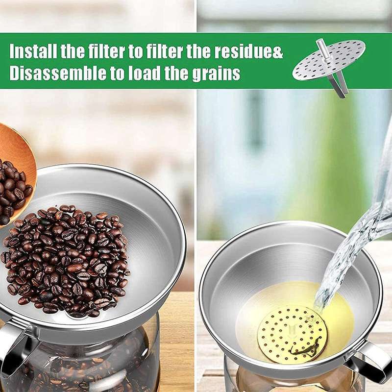 3pcs Stainless Steel Wide Mouth Funnel with Filter for Bottle Canning