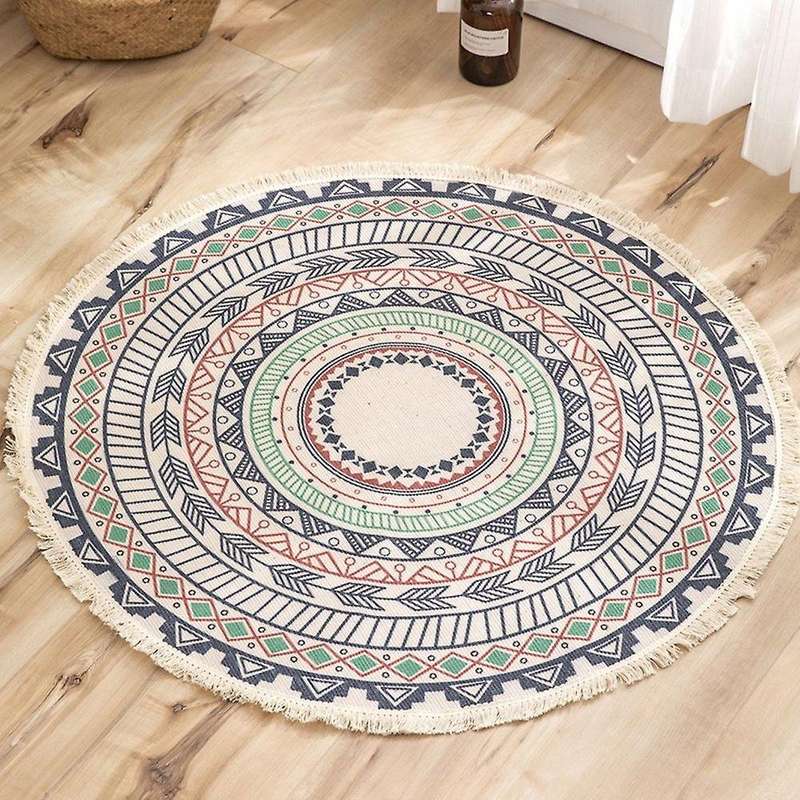Bohemian Round Carpet, for Living Room ,anti-slip with Tassels,90cm