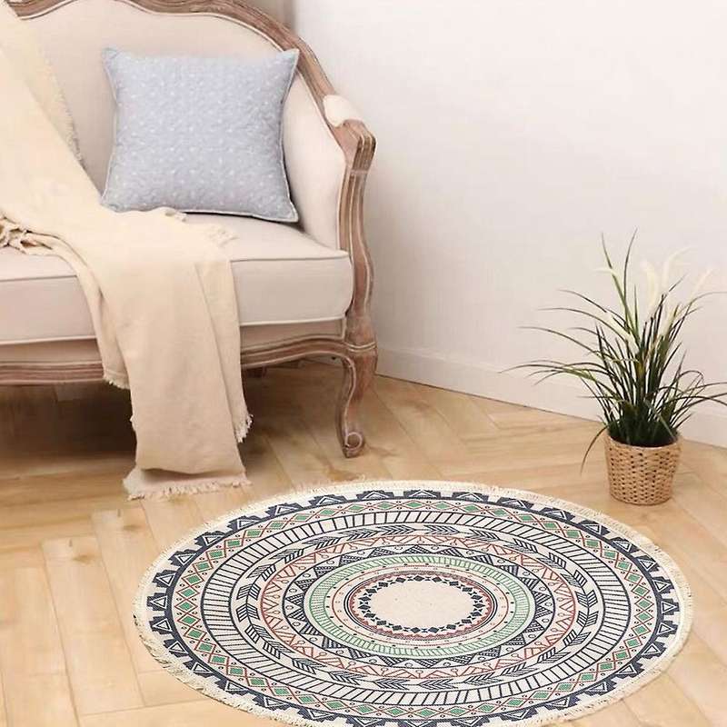 Bohemian Round Carpet, for Living Room ,anti-slip with Tassels,90cm