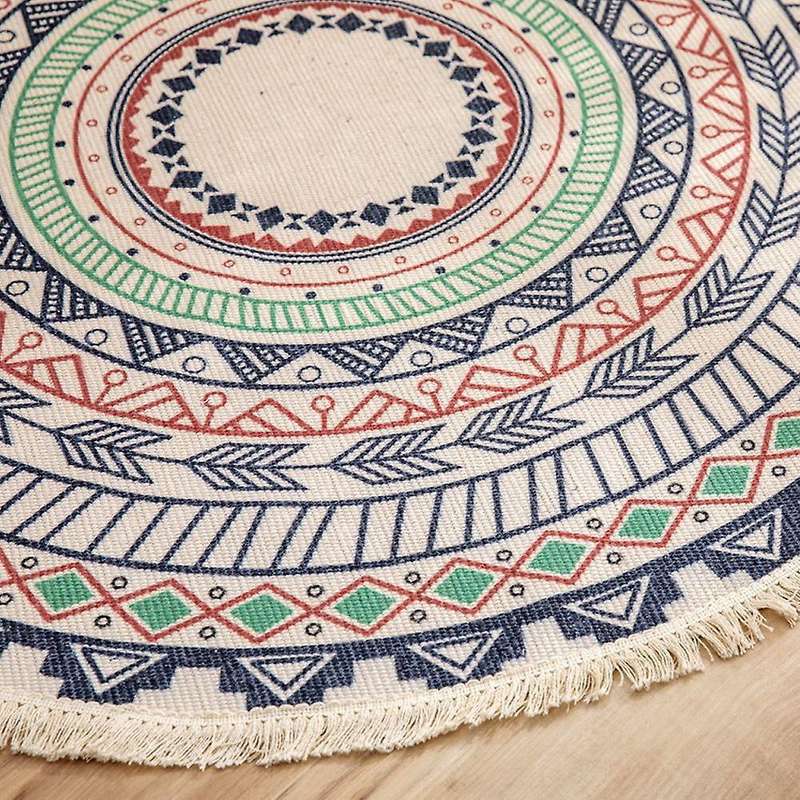 Bohemian Round Carpet, for Living Room ,anti-slip with Tassels,90cm