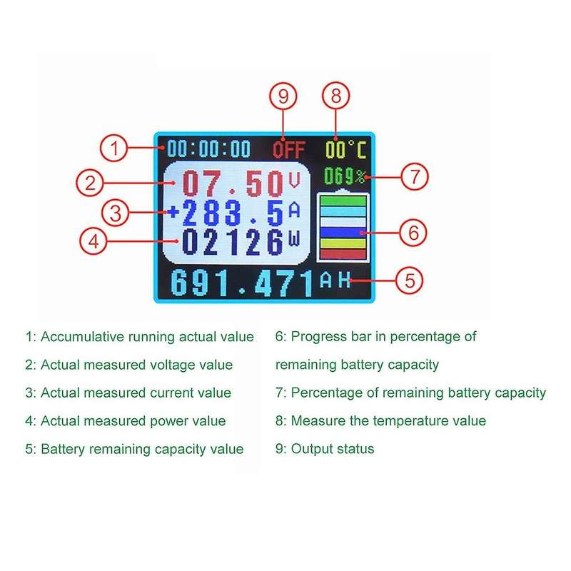 Va7510s Voltage Current Meter,monitor Battery Charge and Discharge