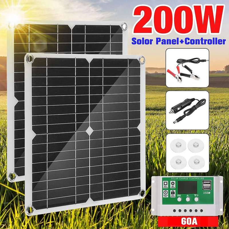 200w Solar Panel Kit 60a 12v Battery Charger with Controller