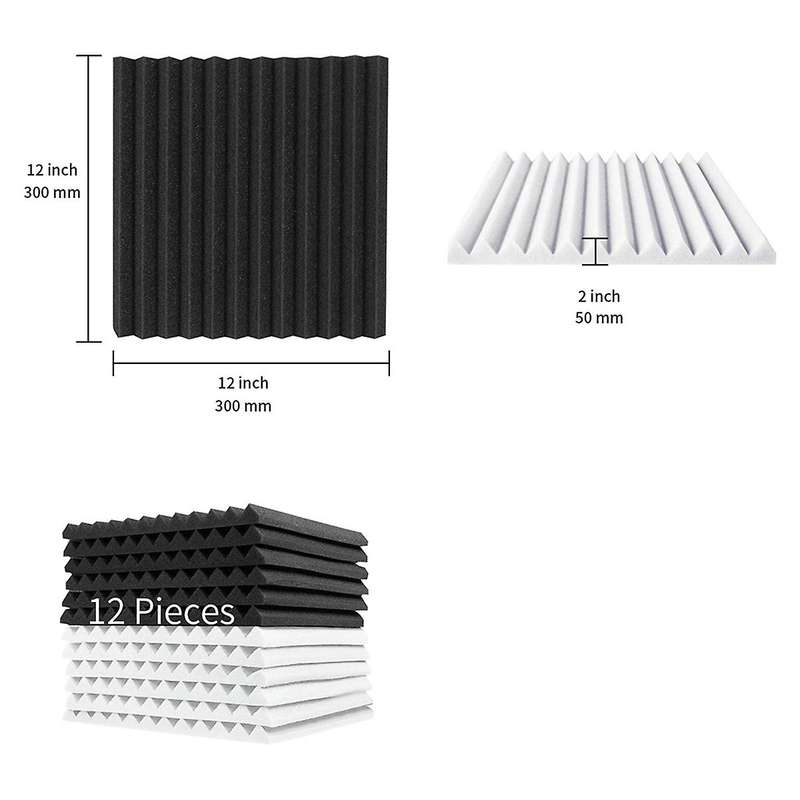 12 Pcs Acoustic Foam,sound Insulation Panels,studio Foam Wedges