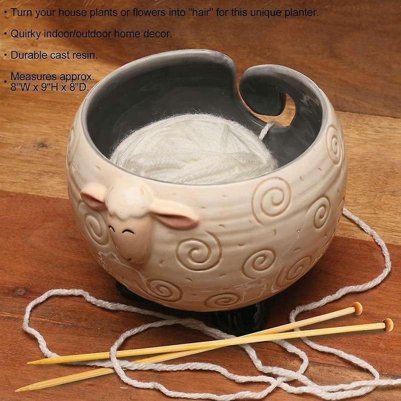 Sleepy Sheep Ceramic Yarn Bowl for Tangle Free , 6 W X 4.5inch H