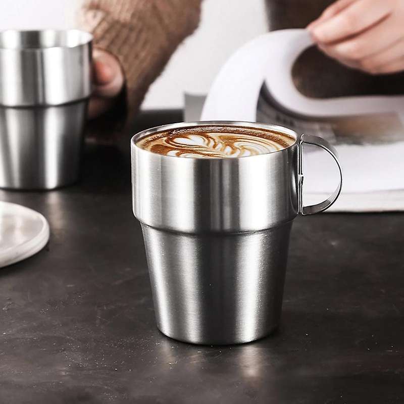Stackable Coffee Cup Set with Cup Holder Anti-scald Cups, 4pcs Cup