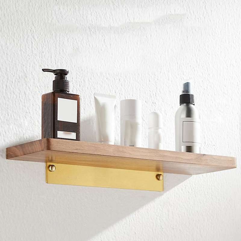 Walnut Wood Corner Storage Rack Bathroom Shelf Rectangle Shelves