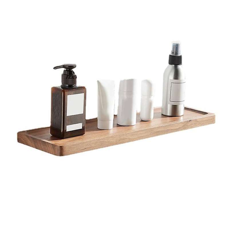 Walnut Wood Corner Storage Rack Bathroom Shelf Rectangle Shelves