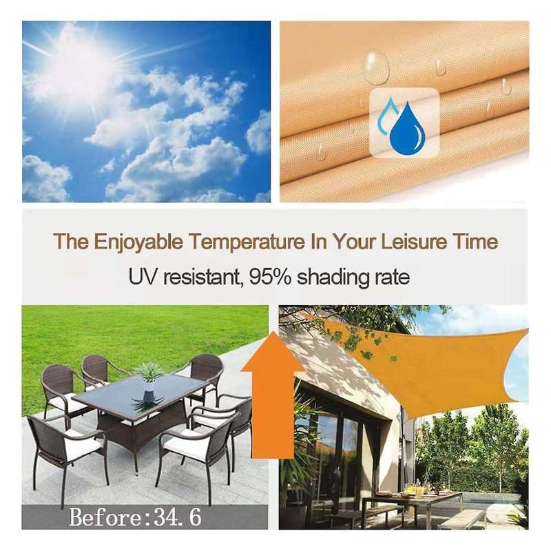 Waterproof Sun Shade Sail Canopy Awning Shelter, for Outdoor Patio