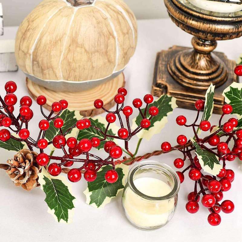 2x 6.23ft Red Berry Christmas Artificial Garland Decoration