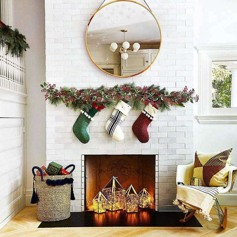 2x 6.23ft Red Berry Christmas Artificial Garland Decoration
