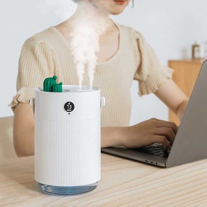 Air Diffuser Cactus Humidifier Usb Purifier 1000ml for Bedroom, Green