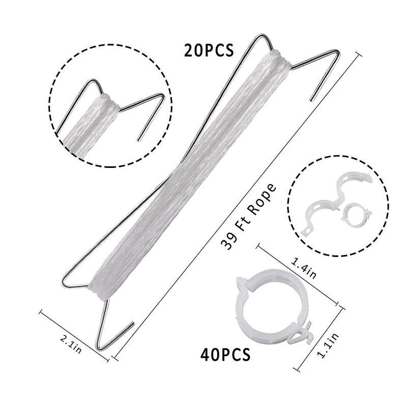 20 Pcs Tomato Support Hooks- with 39ft Twine + 40pcs Clips Plant