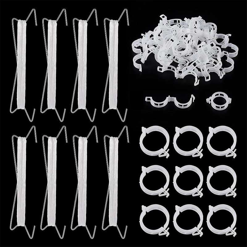 20 Pcs Tomato Support Hooks- with 39ft Twine + 40pcs Clips Plant