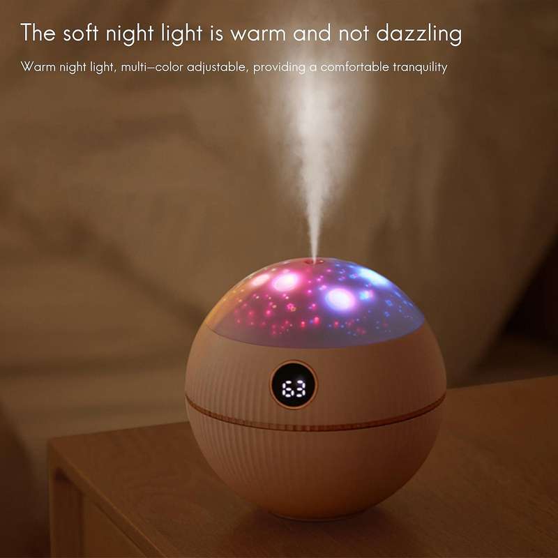 550ml Usb Air Humidifier with Projection Lamp Rechargeable Pink