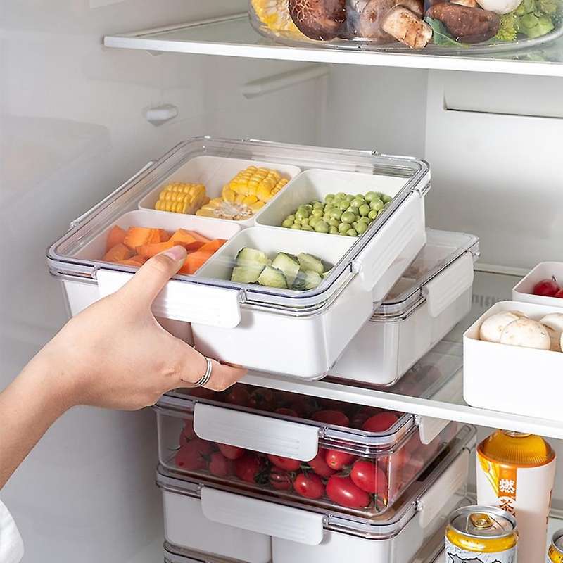 Sub Format Fridge Organizer for Kitchen White Plastic Storage Jars S