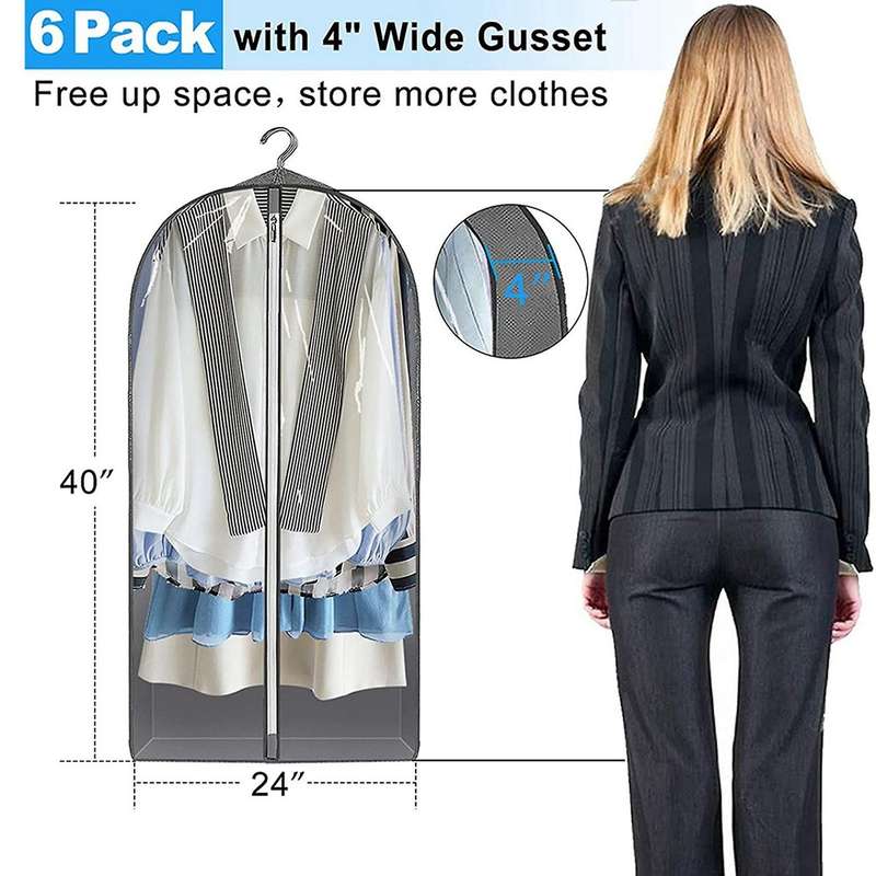 Garment Bags for Storage Hanging Clothes 6 Pack, 40inch Storage Bags